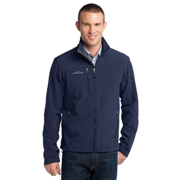 Eddie Bauer Soft Shell Jacket Men Large Blue Full Zip Waterproof Gorpcore Office - Picture 1 of 16
